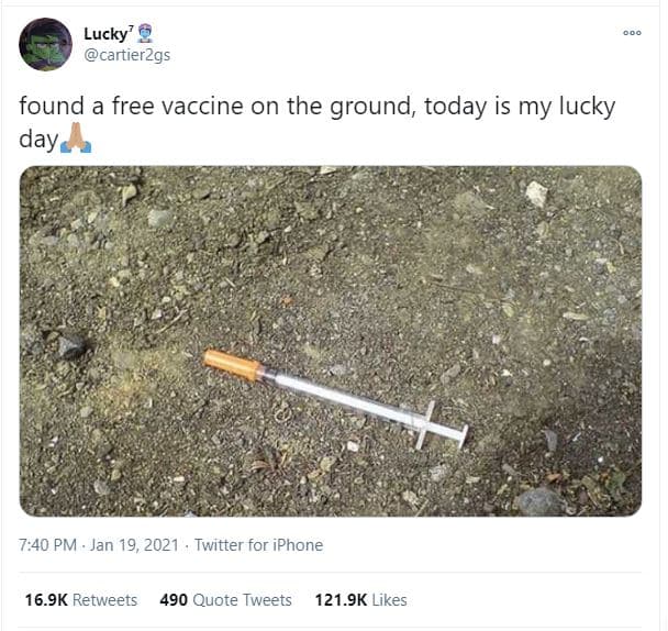 Lucky' cartierzgs found a free vaccine on the ground, today is my lucky day 7,40