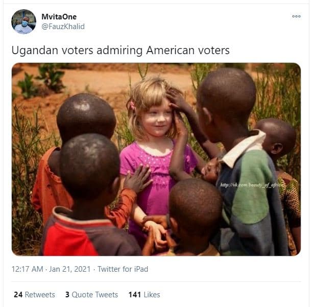 Mvitaone fauzkhalid ugandan voters admiring american voters 1217 am jan 21, twit