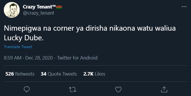 Crazy tenant crazy_tenant nimepigwa na corner ya dirisha nikaona watu waliua luc