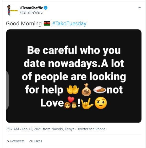Teamshaffie shaffieweru good morning takotuesday be careful who you date nowaday
