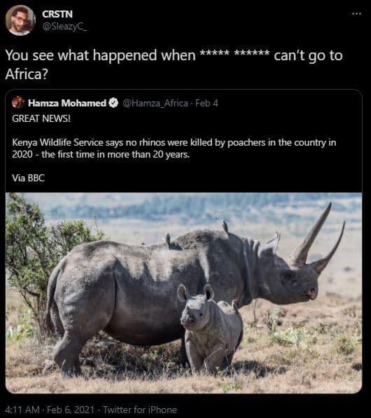 Crstn sleazyc_ you see what happened when kkkk kkk can't g0 to africa? hamza moh