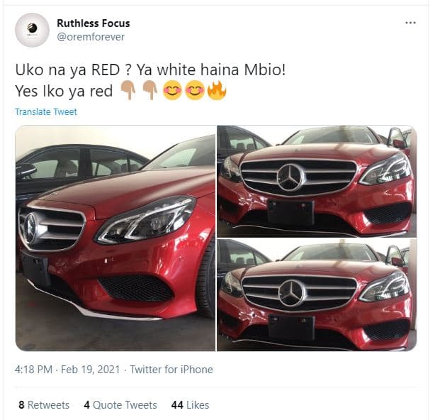 Ruthless focus oremforever uko na ya red ? ya white haina mbio! yes iko ya red t