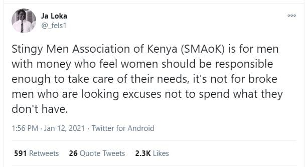 Ja loka tels1 stingy men association of kenya smaok is for men with money who fe