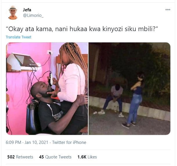 Jefa limorio_ okay ata kama nani hukaa kwa kinyozi siku mbili? translate tweet 6