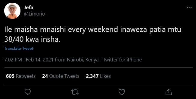 Jefa limorio _ ile maisha mnaishi every weekend inaweza patia mtu 3840 kwa insha