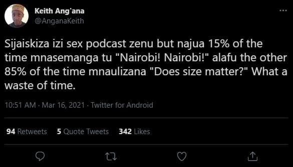 Keith ang'ana anganakeith sijaiskiza izi sex podcast zenu but najua 15 of the ti