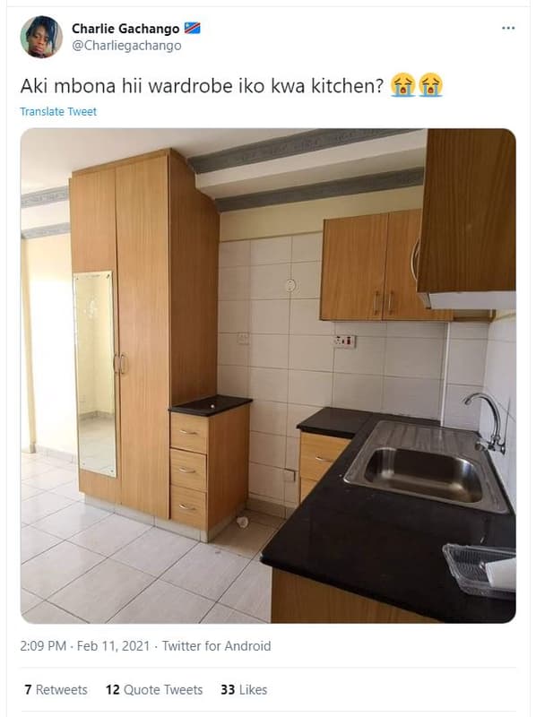 Charlie gachango charliegachango aki mbona hii wardrobe iko kwa kitchen? transla