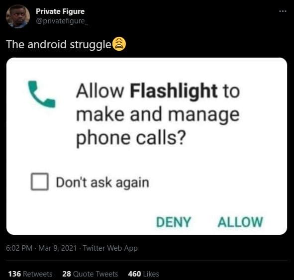 Private figure privatefigure the android struggle allow flashlight to make and m