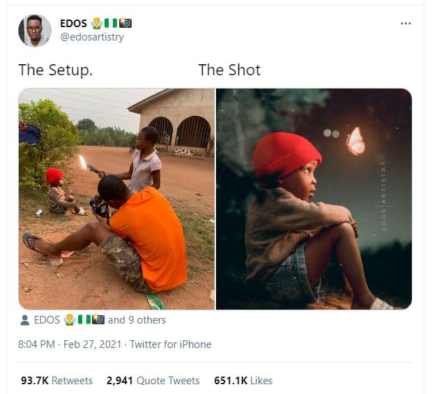 Edos edosartistry the setup. the shot edos and 9 others 8.04 pm feb 27, twitter