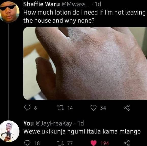 Shaffie waru mwass id how much lotion do i need if im not leaving the house and