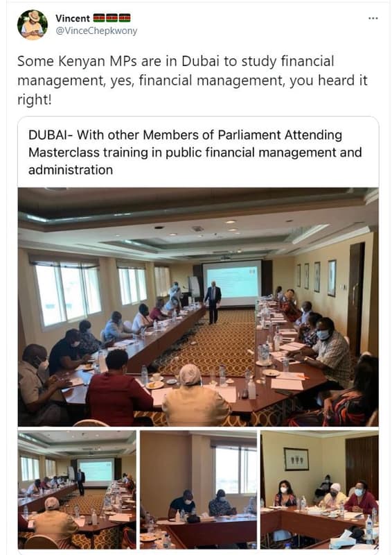 Vincent vincechepkwony some kenyan mps are in dubai to study financial managemen