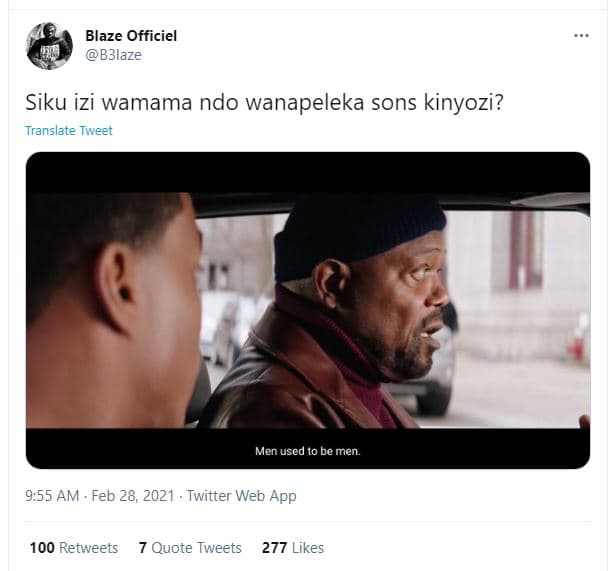 Blaze officiel bblaze siku izi wamama ndo wanapeleka sons kinyozi? translate twe