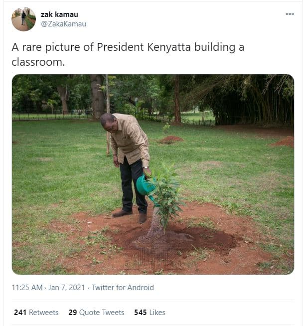 Zak kamau zakakamau a rare picture of president kenyatta building classroom. 11.