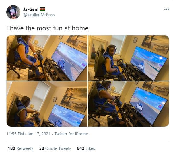 Jagem sirallanmrboss have the most fun at home 11.55 pm jan 17, twitter for ipho