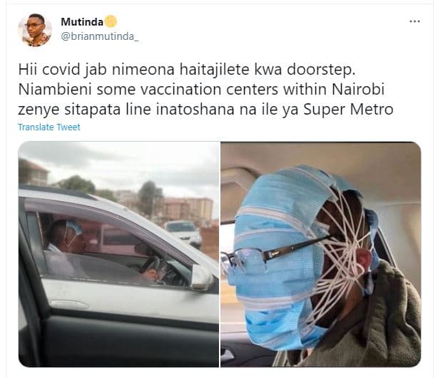 Mutinda brianmutinda hii covid jab nimeona haitajilete kwa doorstep niambieni so