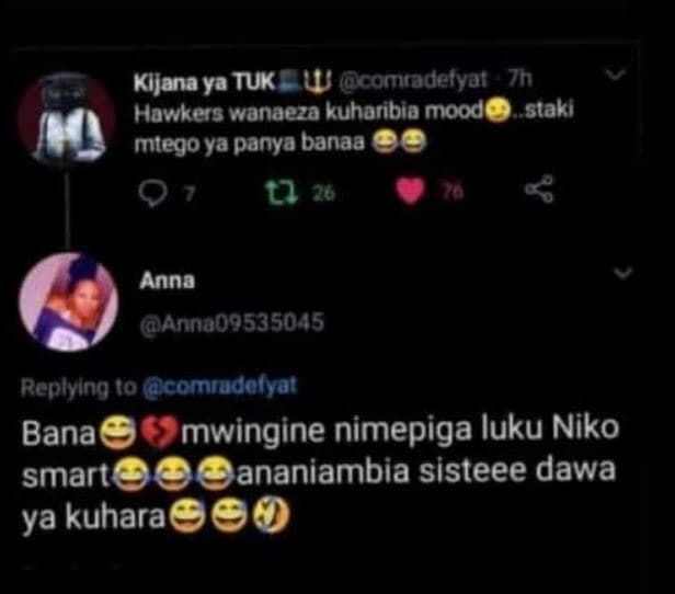 Kijanaya tuk comradelyal 7n havkers wanaeza kuharibia mood staki mtegoya panya b