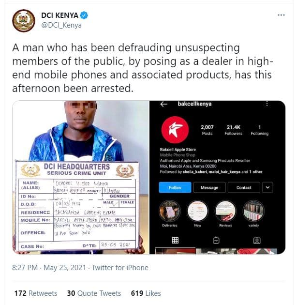 Dci kenya dci_kenya a man who has been defrauding unsuspecting members of the pu