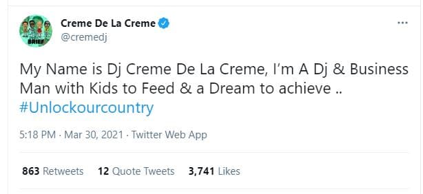 Creme de la creme cremedj my name is dj creme de la creme i'm a dj business man