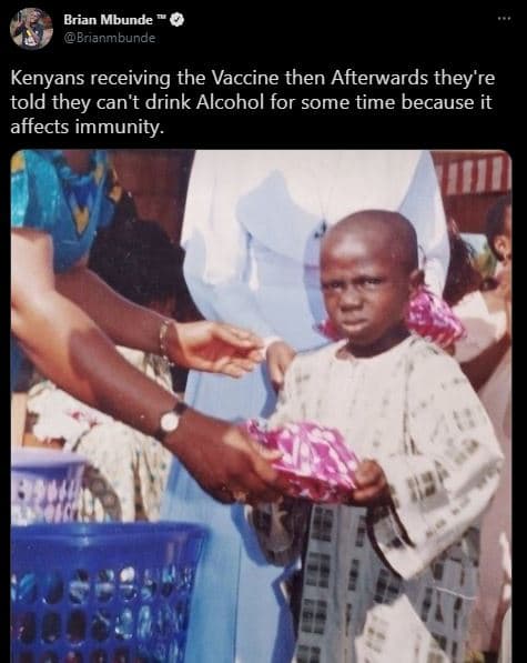 Brian mbunde brianmbunde kenyans receiving the vaccine then afterwards they' re