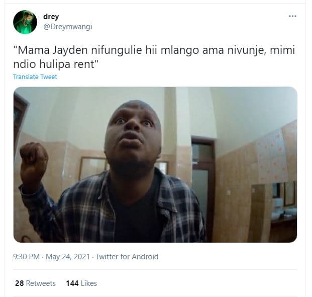 Drey dreymwangi mama jayden nifungulie hii mlango ama nivunje mimi ndio hulipa r