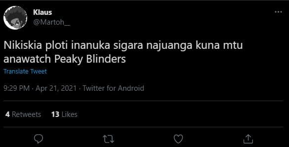 Klaus martoh nikiskia ploti inanuka sigara najuanga kuna mtu anawatch peaky blin