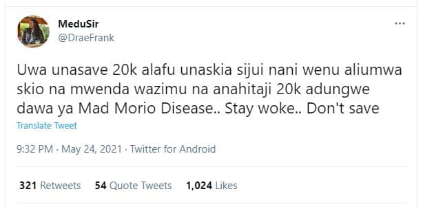 Medusir draefrank uwa unasave 2ok alafu unaskia sijui nani wenu aliumwa skio na