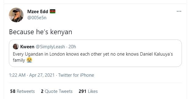 Mzee edd 005e5n because he's kenyan kween simplyleash 2oh every ugandan in londo