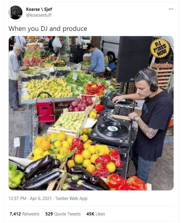 Koarse sjef koarsestuff when you dj and produce 1257 pm . apr 6, twitter web app