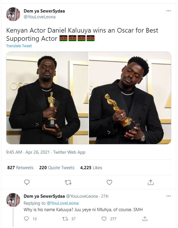 Dem ya sewersydaa youloveleona kenyan actor daniel kaluuya wins an oscar for bes