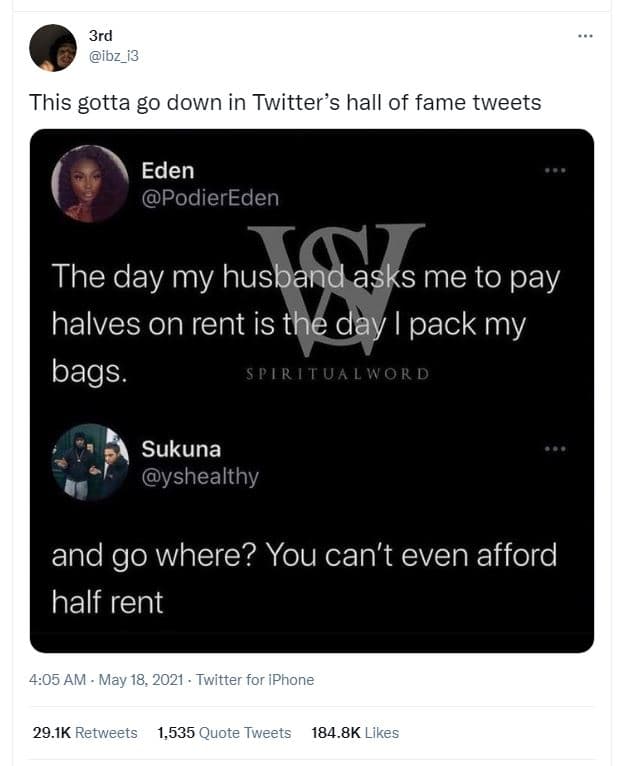 3rd ibz_i3 this gotta g0 down in twitter's hall of fame tweets eden podiereden i