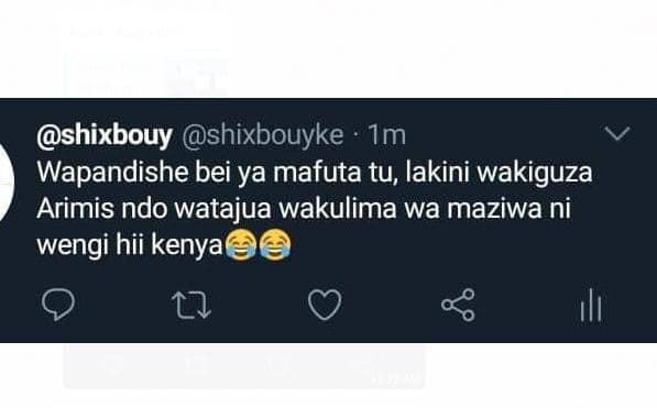 Shixbouy shixbouyke im wapandishe bei ya mafuta tu, lakini wakiguza arimis ndo w