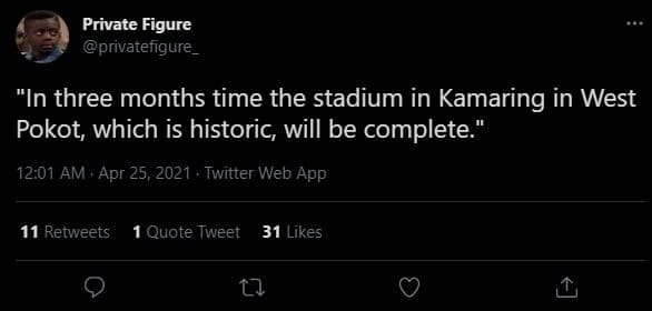 Private figure privatefigure in three months time the stadium in kamaring in wes