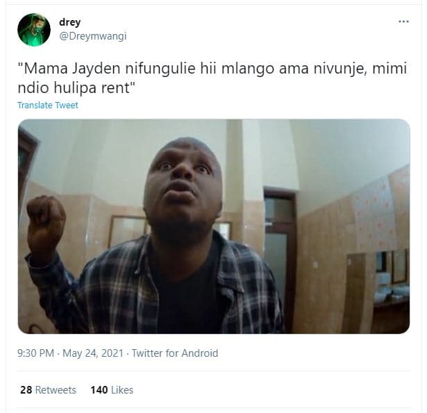 Drey dreymwangi 'mama jayden nifungulie hii mlango ama nivunje mimi ndio hulipa