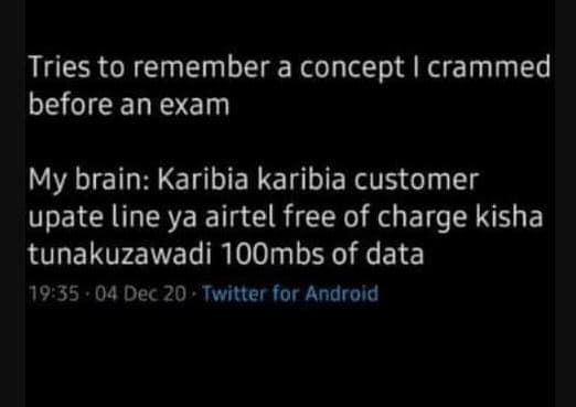 Tries to remember a concept crammed before an exam my brain karibia karibia cust