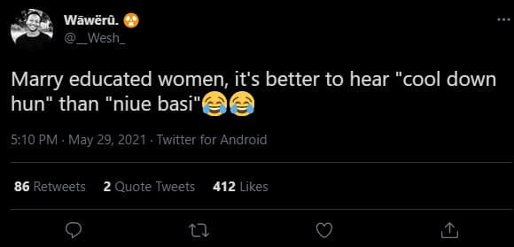 Wãwër5. wesh marry educated women it's better to hear 'cool down hun than niue b