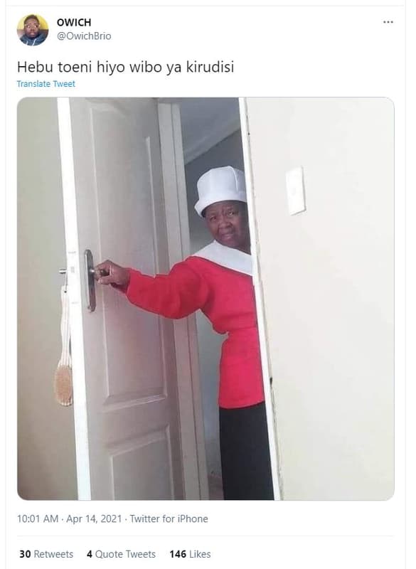 Owich owichbrio hebu toeni hiyo wibo ya kirudisi translate tweet 10.01 am . apr