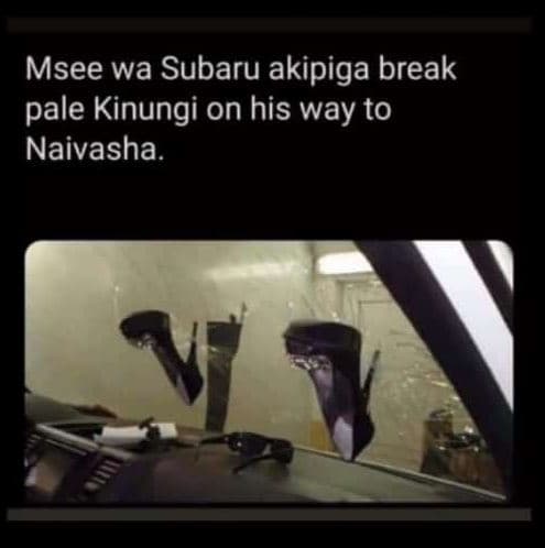 Msee wa subaru akipiga break pale kinungi on his way to naivasha