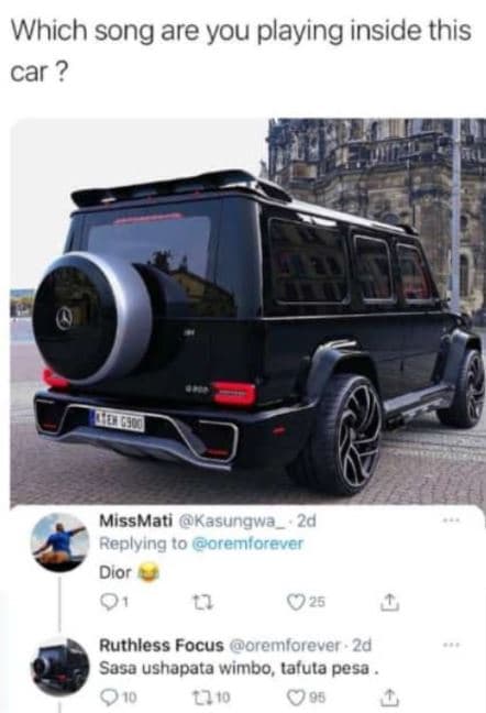Which song are you playing inside this car ? missmati kasungwa 2d replying to or
