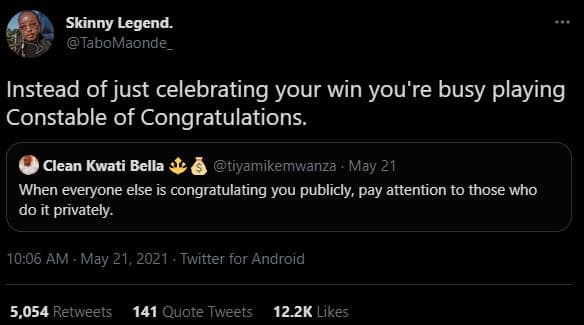 Skinny legend. tabomaonde instead of just celebrating your win you're busy playi