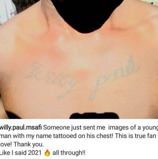 Villy paul msafi someone just sent me images of a younç nan with my name tattooe