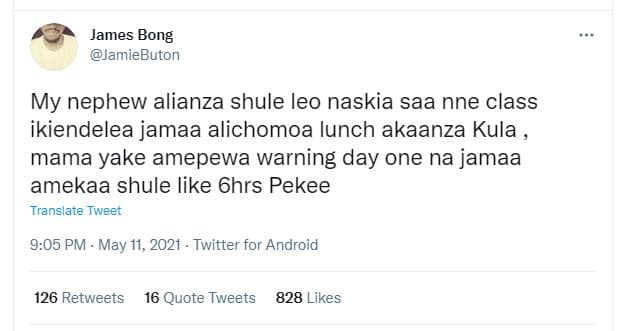 James bong jamiebuton my nephew alianza shule leo naskia saa nne class ikiendele