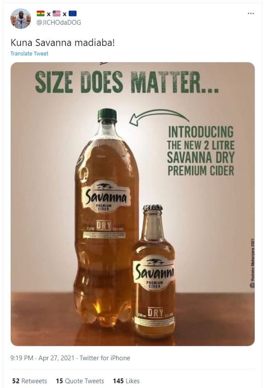 Jichodadog kuna savanna madiaba! translate tweet size does matter introducing th