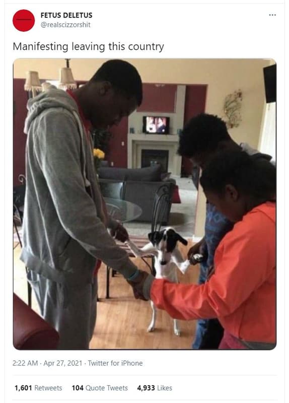 Fetus deletus realscizzorshit manifesting leaving this country 2.22 am apr 27, t