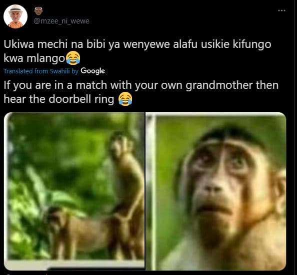 Mzee_ni_wewe ukiwa mechi na bibi ya wenyewe alafu usikie kifungo kwa mlango tran