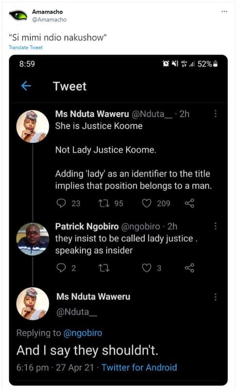 Amamacho amamacho si mimi ndio nakushow translate tweet 859 0 4, 52 tweet ms ndu