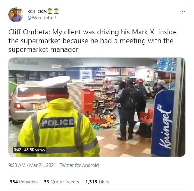 Kot ocs waruijohnz cliff ombeta my client was driving his mark x inside the supe