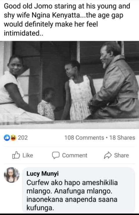 Good old jomo staring at his young and shy wife ngina kenyatta..the age gap woul