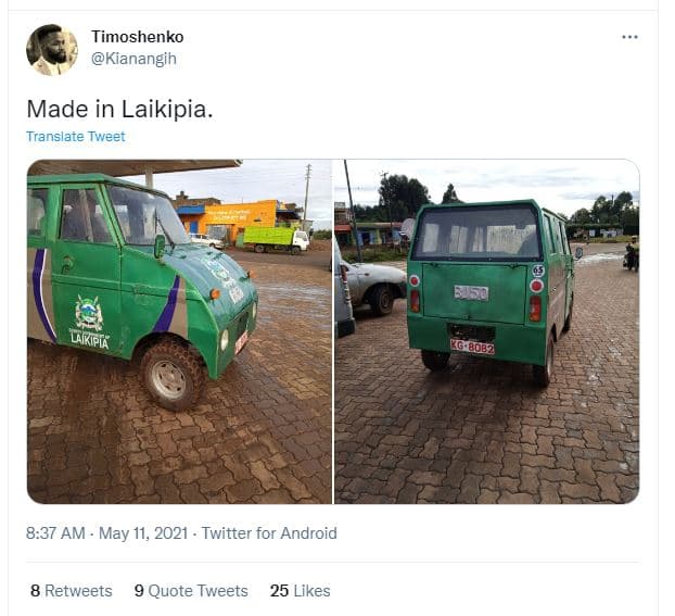 Timoshenko kianangih made in laikipia. translate tweer 8.37 am . may 11, twitter