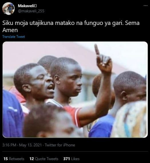 Makavelid makaveli_255 siku moja utajikuna matako na funguo ya gari. sema amen t