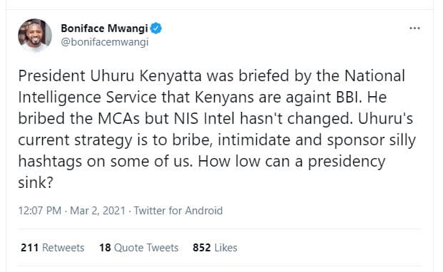 Boniface mwangi bonifacemwangı president uhuru kenyatta was briefed by the natio